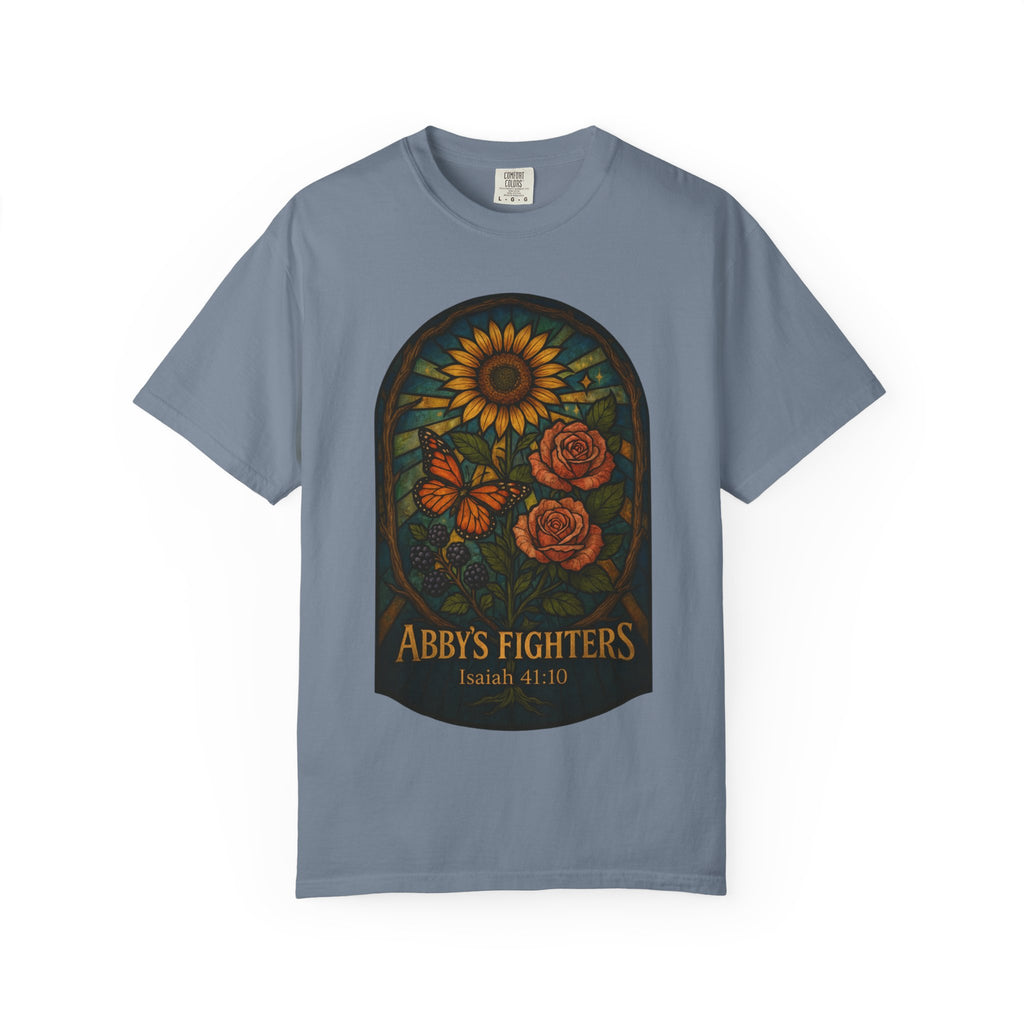 Abby’s Fighters Floral Stained-Glass T-Shirt — Isaiah 41:10 Support Tee