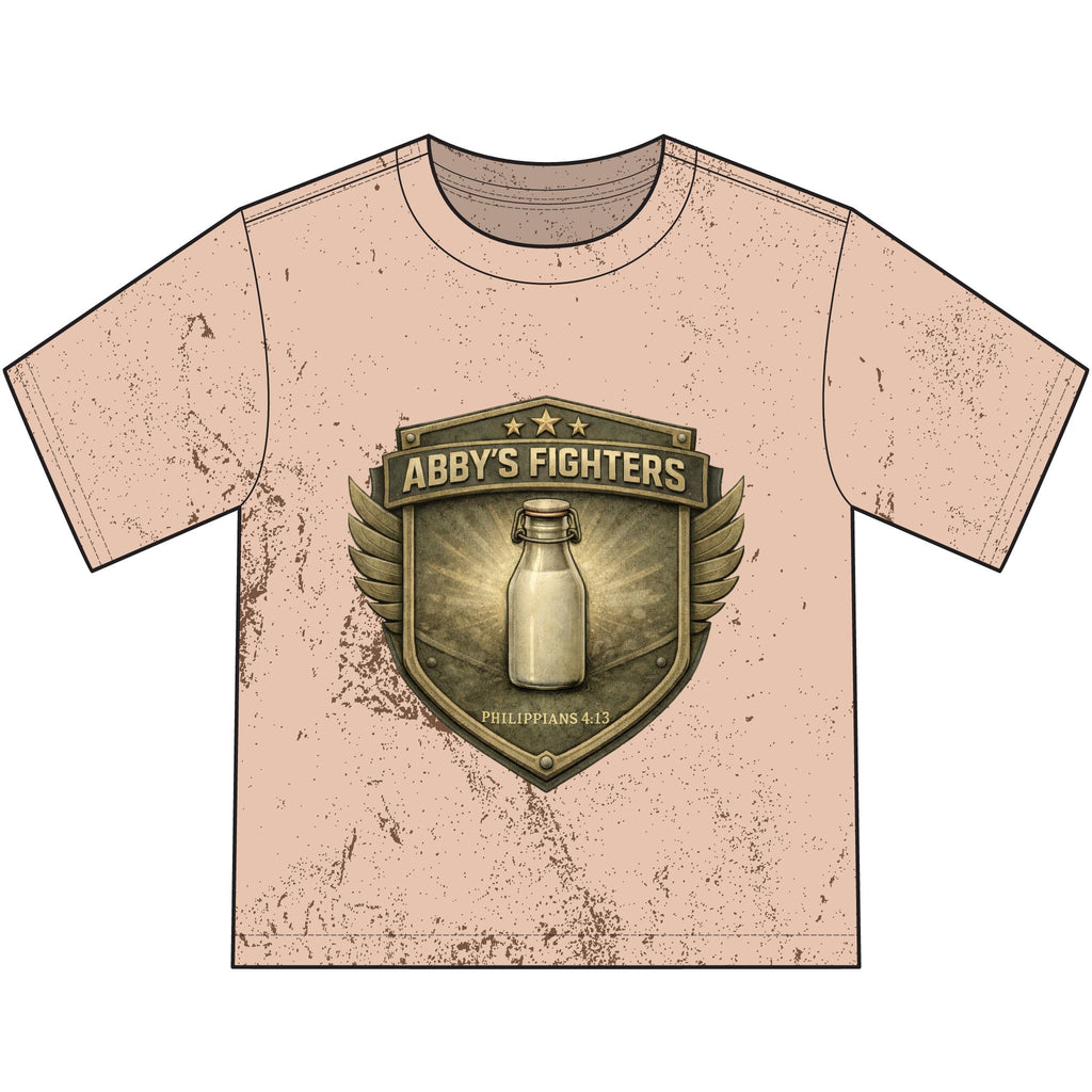 Abby's Fighters Youth T‑Shirt — Vintage Milk Bottle Shield Design