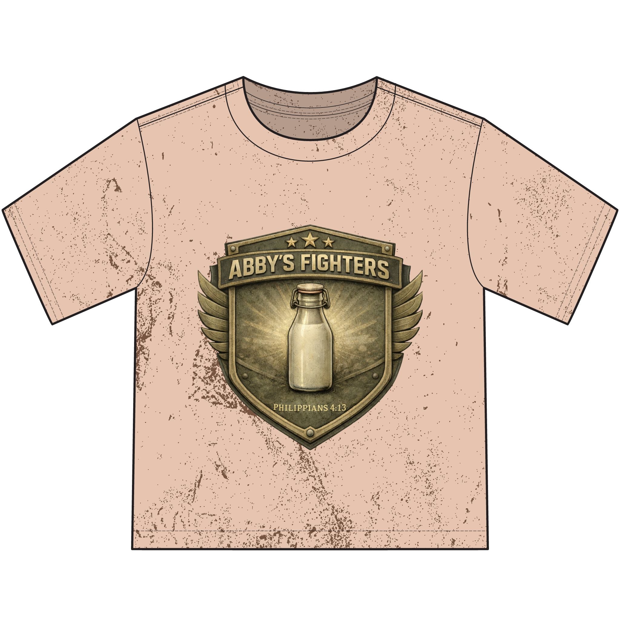 Abby's Fighters Youth T‑Shirt — Vintage Milk Bottle Shield Design