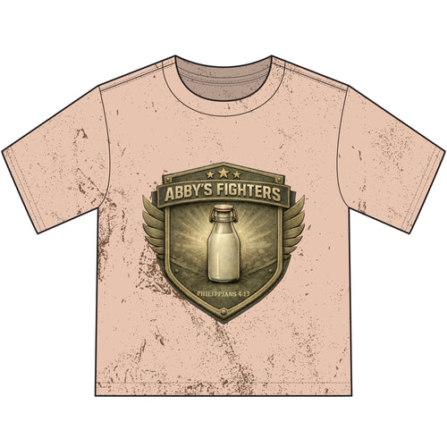 Abby's Fighters Youth T‑Shirt — Vintage Milk Bottle Shield Design