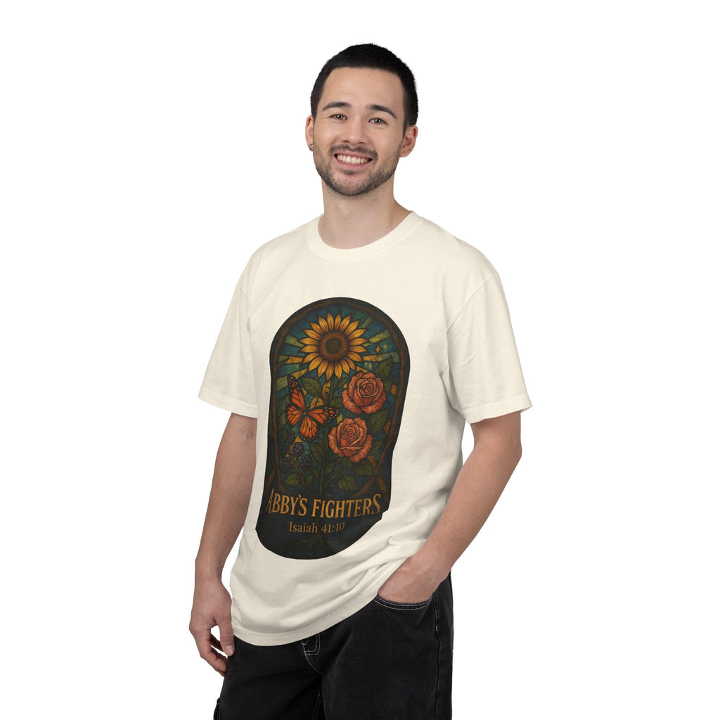 Abby’s Fighters Floral Stained-Glass T-Shirt — Isaiah 41:10 Support Tee