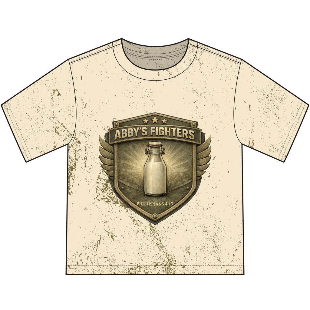 Abby's Fighters Youth T‑Shirt — Vintage Milk Bottle Shield Design
