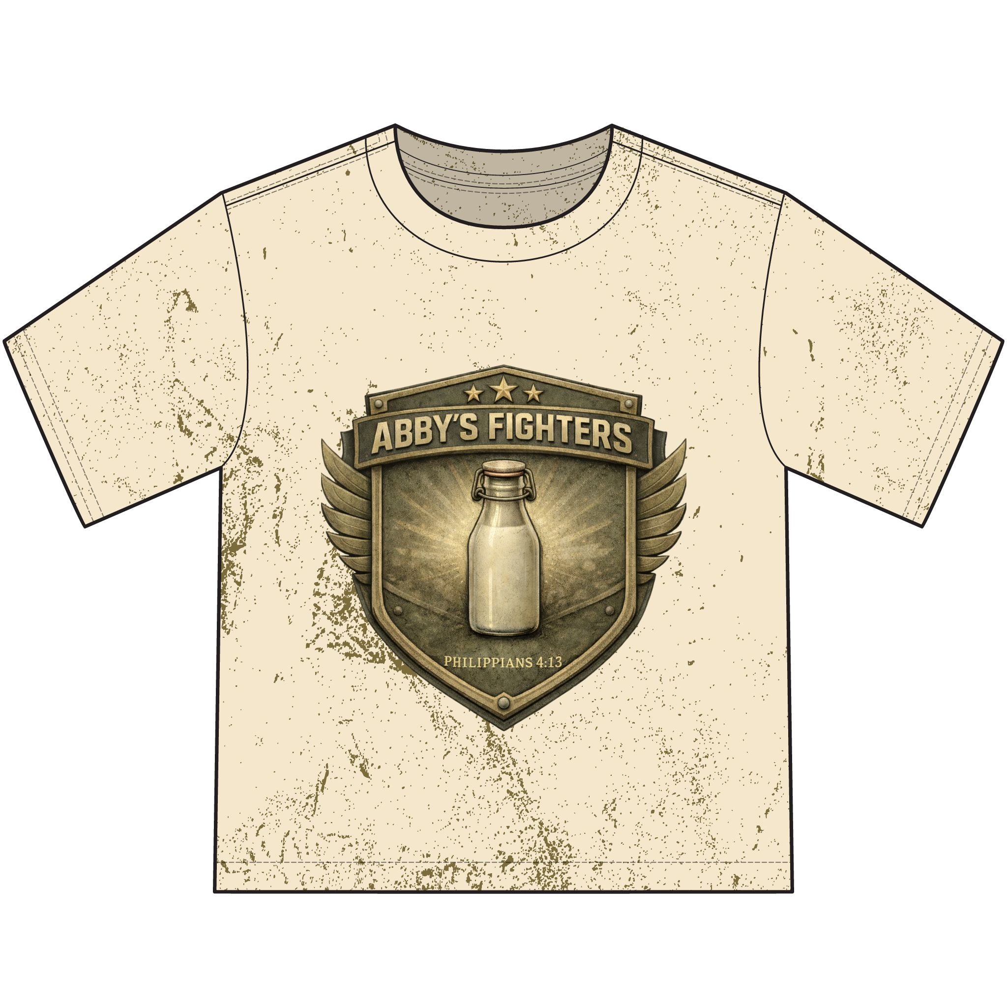 Abby's Fighters Youth T‑Shirt — Vintage Milk Bottle Shield Design