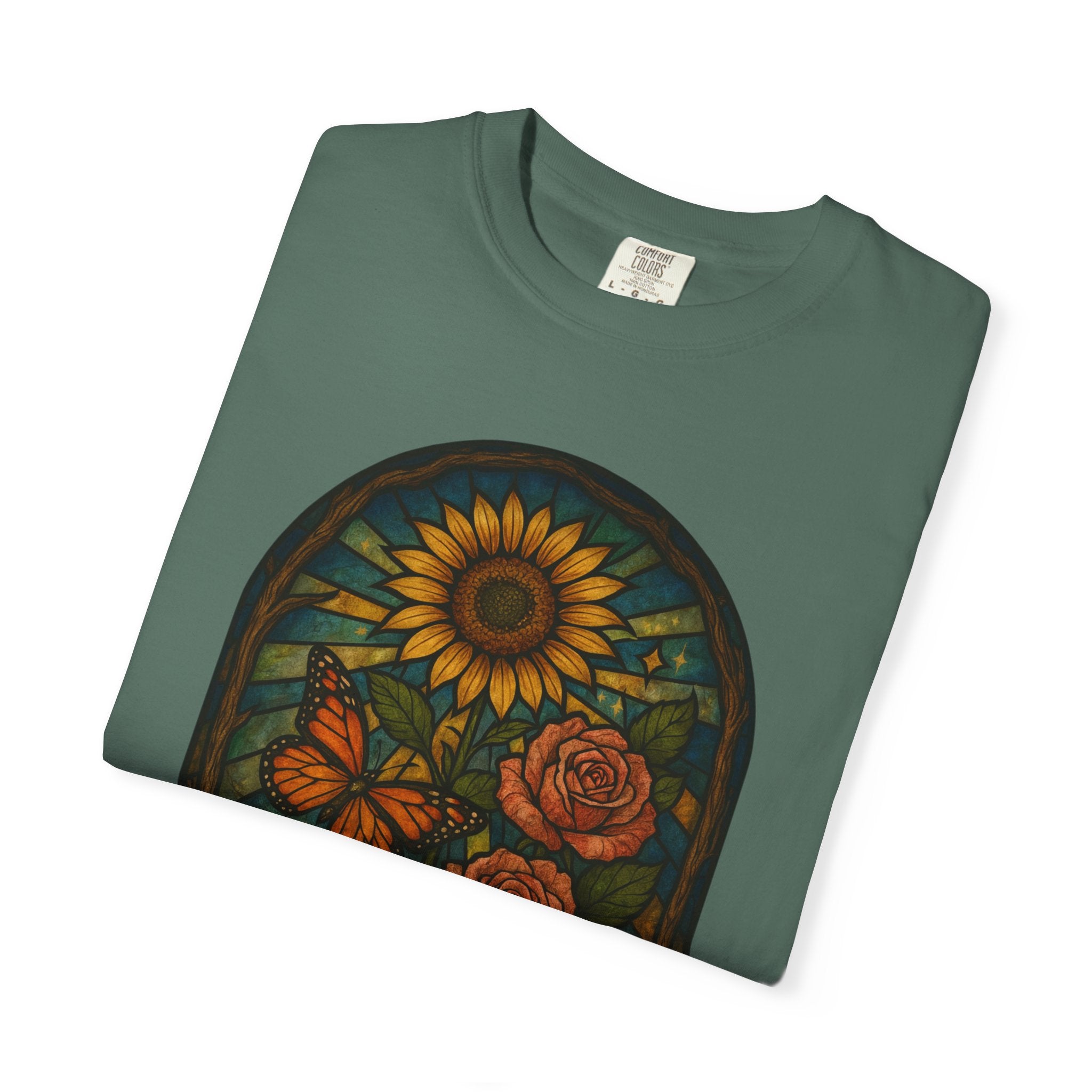 Abby’s Fighters Floral Stained-Glass T-Shirt — Isaiah 41:10 Support Tee